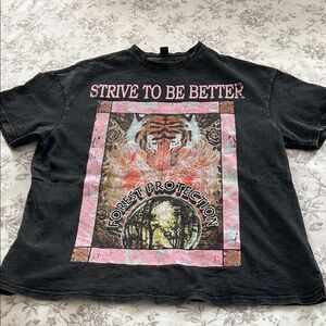 SHEIN Black Graphic Tee with Pink Accents